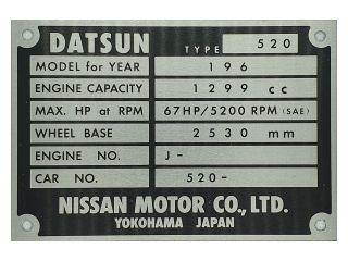 Body Plate - Datsun 520